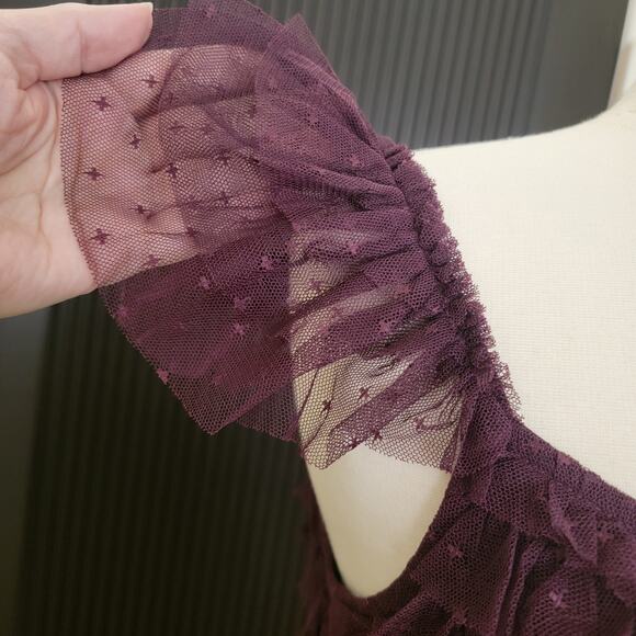 Mac Duggal 8054 Amethyst Purple Ruffle Tiered Cap Sleeve Midi Gown Dress 4 - Picture 8 of 16